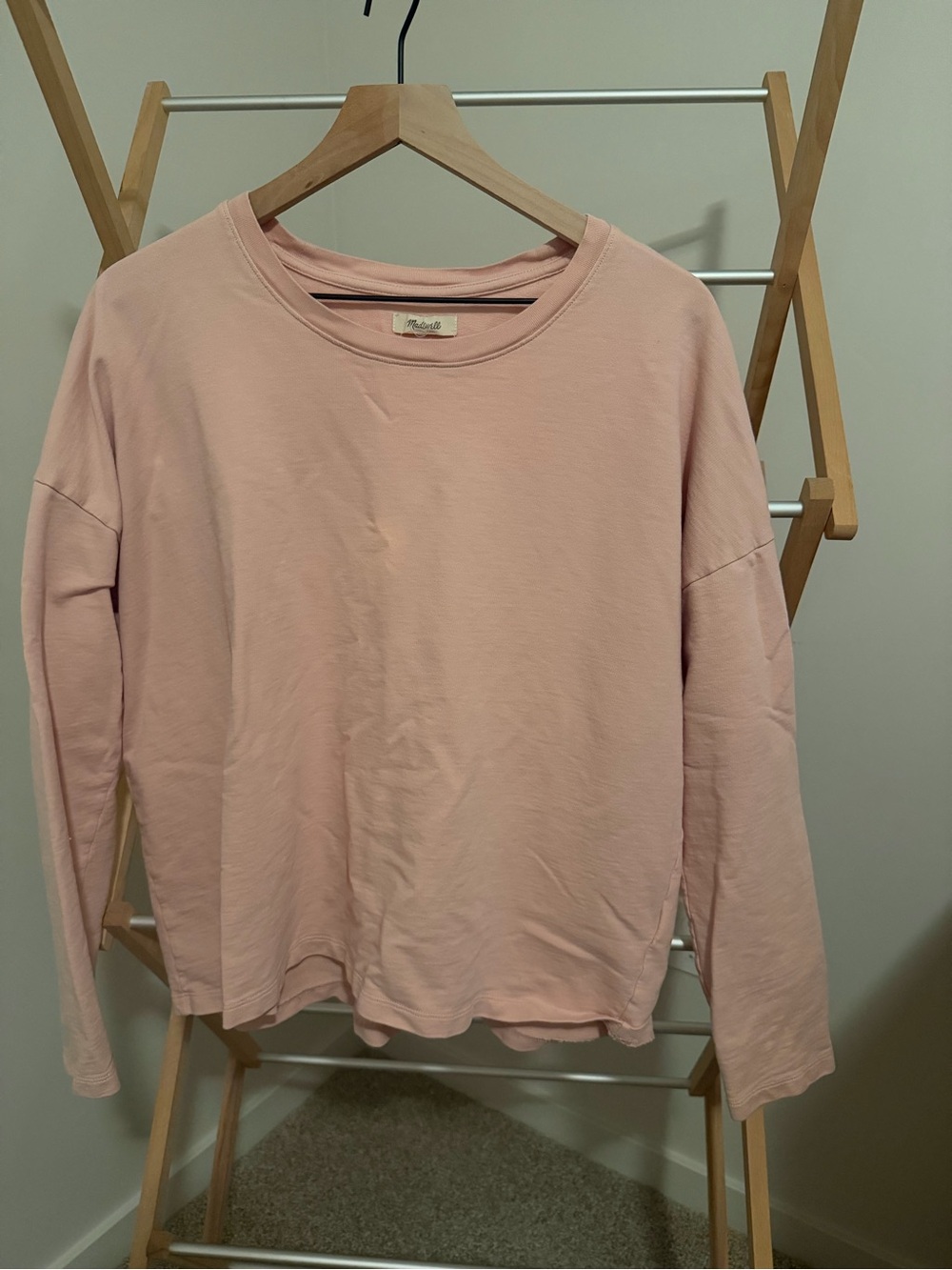 Madewell Soft Blush Long Sleeve Crewneck Sweatshirt